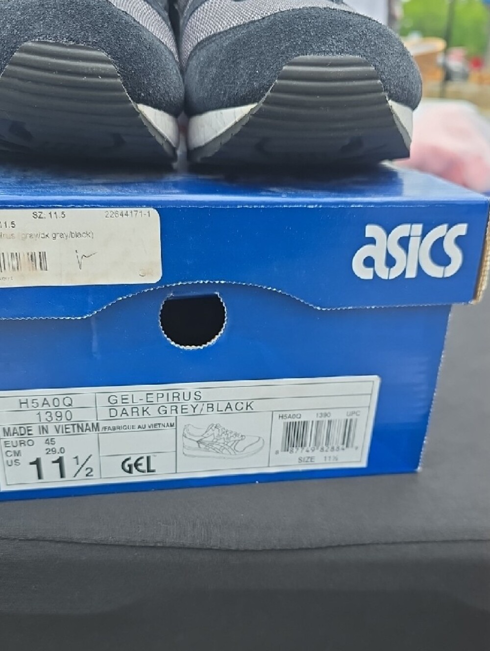 ASICS Mens Gray and Orange Mesh Suede Sneakers - Picture 2 of 3